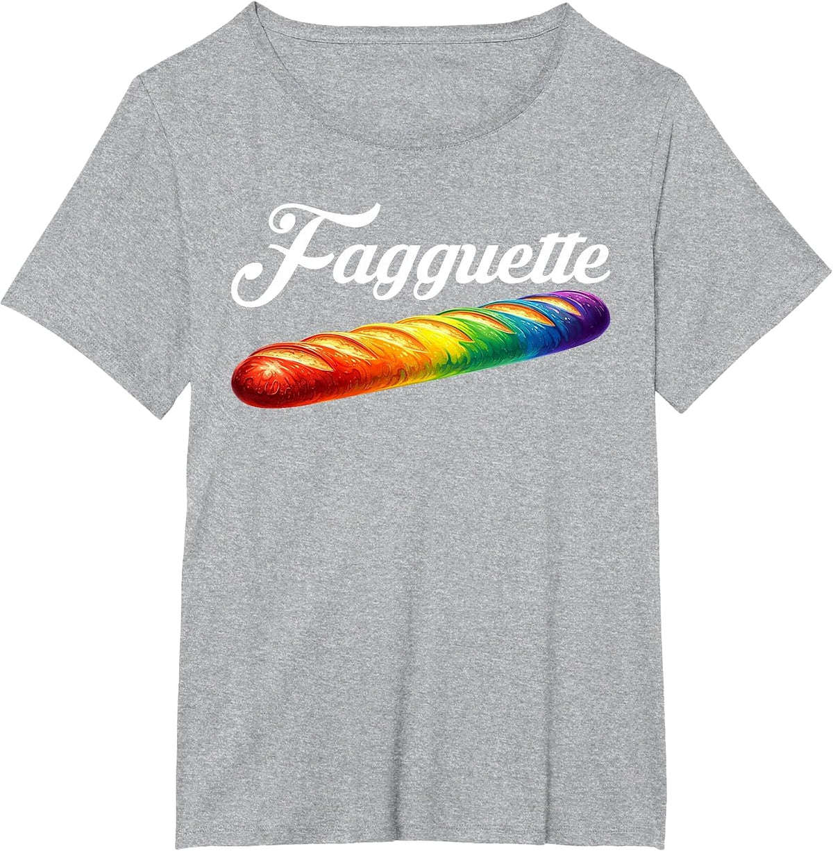 Fagquette Baguette Rainbow Flag Pride Bakery Gay LGBTQ Month T-Shirt - Heather Grey