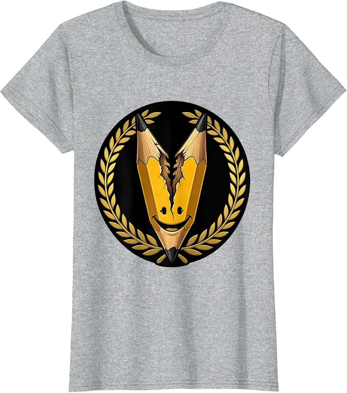 Fri Yay Broken Pencil Happy Teacher Gift T-Shirt - Heather Grey