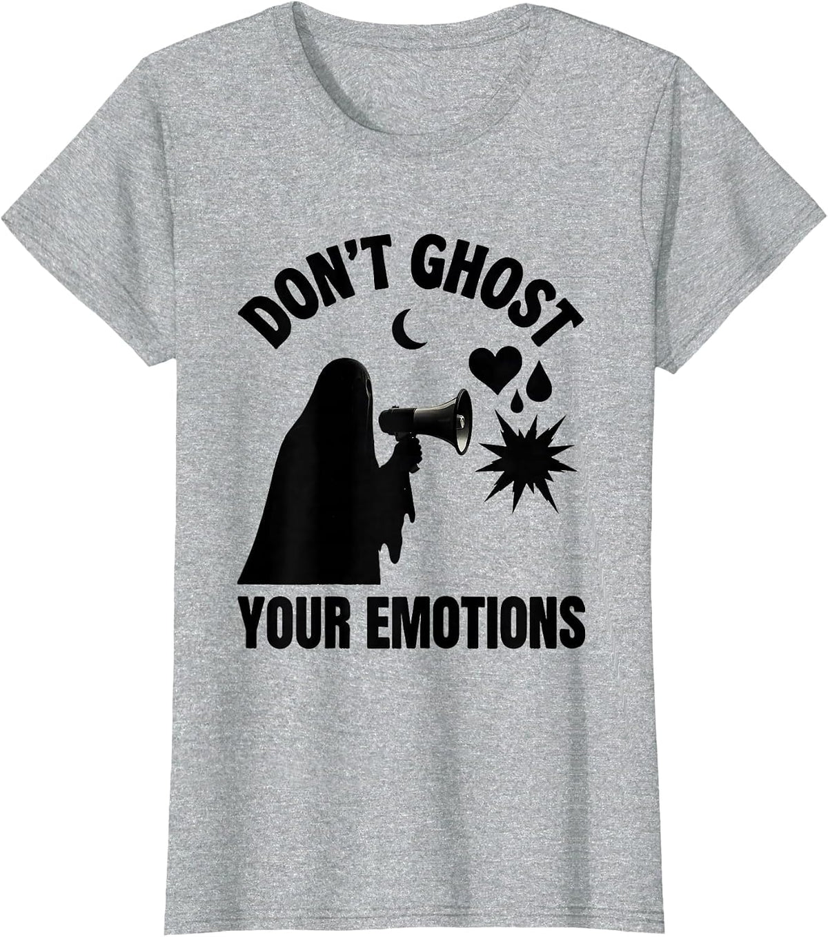 Women's Don't Ghost Your Emotions Halloween Mental Health Awareness T-Shirt - Heather Grey