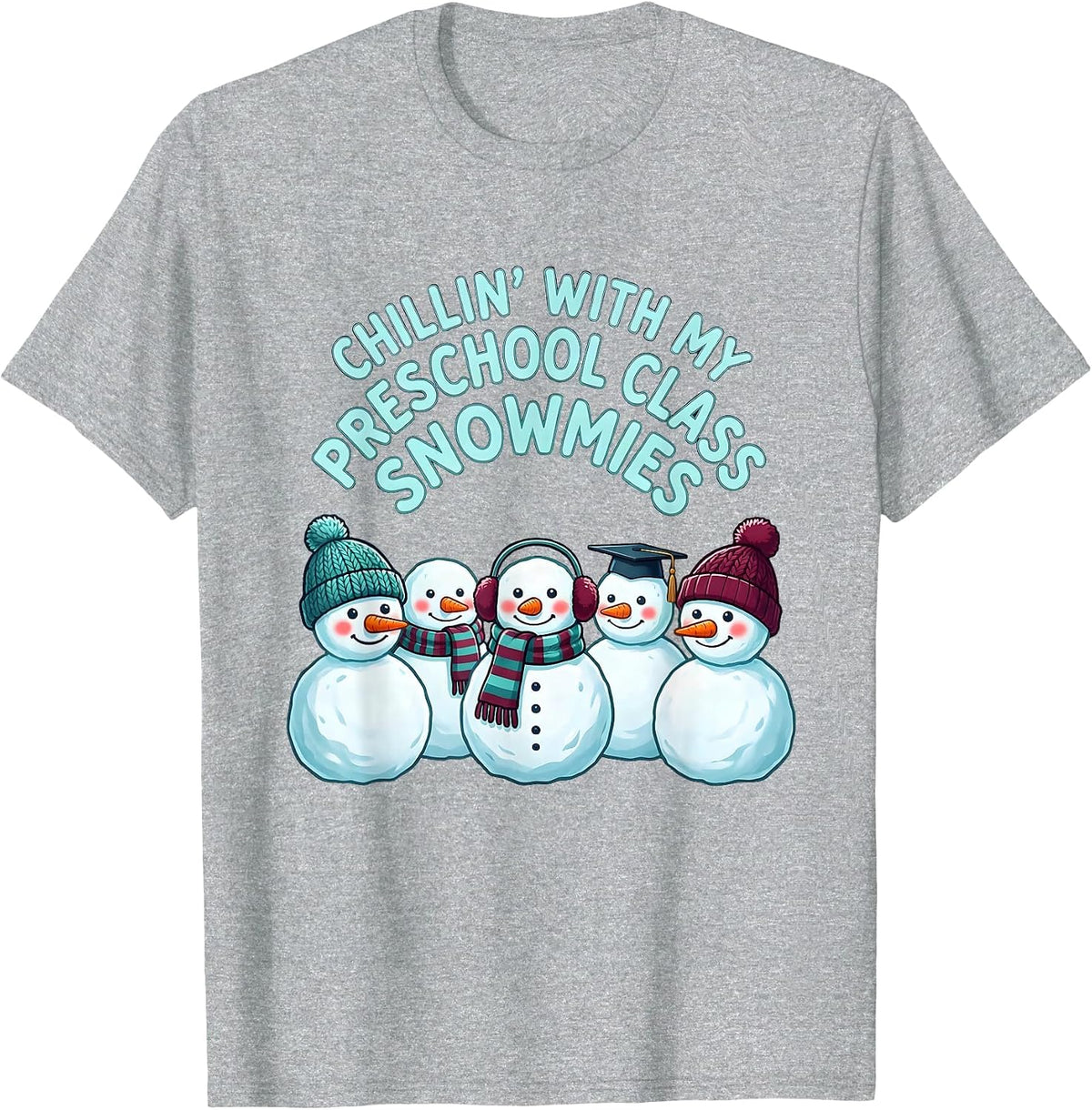 Men's Chillin' With My Preschool Class Snowmies Teacher T-Shirt - Heather Grey