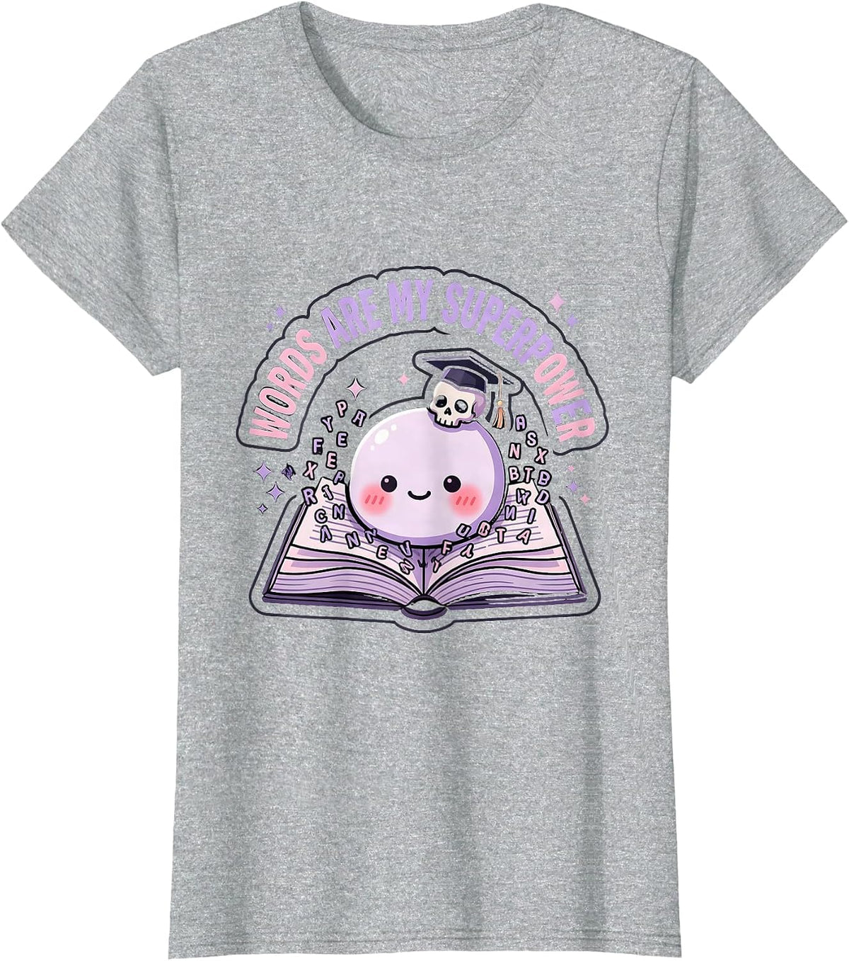 Words Are My Superpower English Teacher Design T-Shirt - Heather Grey