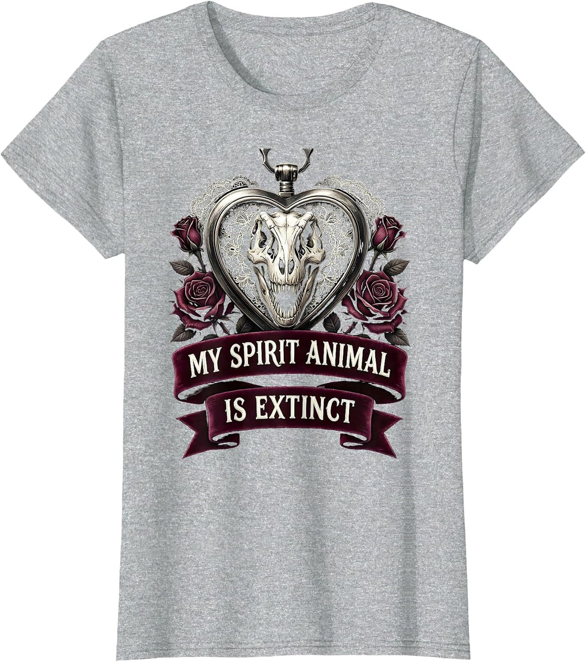 Women's My Spirit Animal Is Extinct Dinosaur Design T-Shirt - Heather Grey
