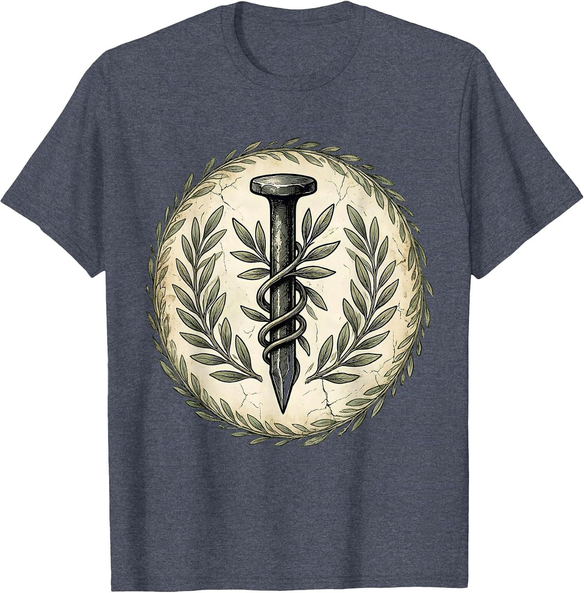 I Love Jesus Olive Branch and Nail Graphic T-Shirt - Heather Blue