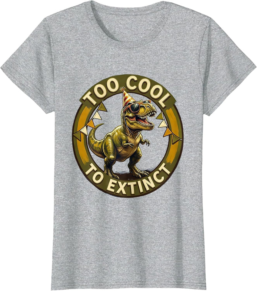Too Cool To Extinct Dinosaur Birthday Design T-Shirt - Heather Grey