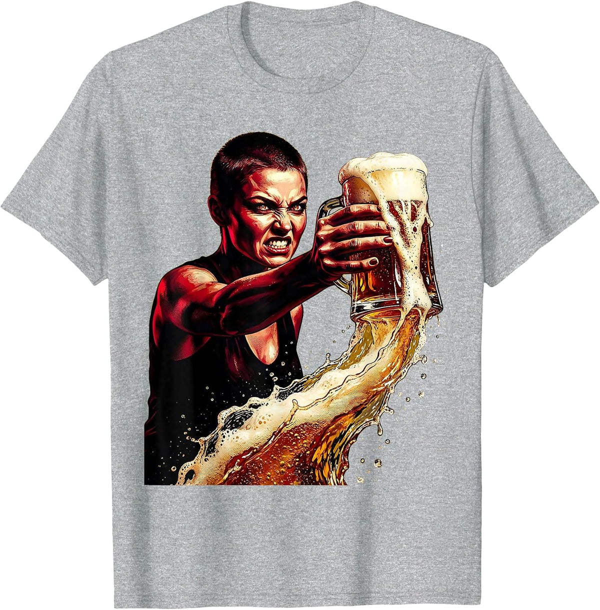Men's Fierce Beer Pour Graphic Tee T-Shirt - Heather Grey