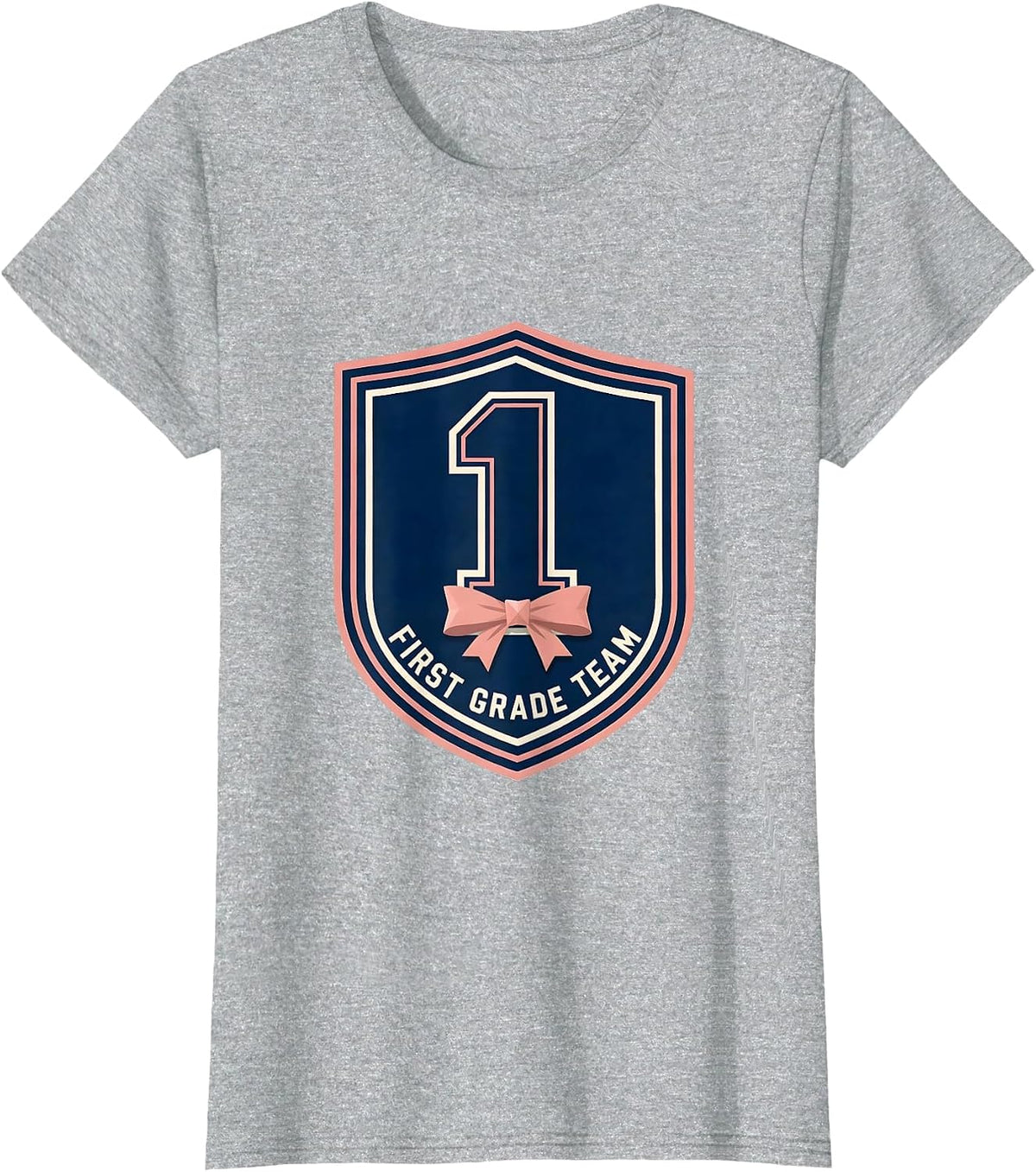 First Grade Team Coquette Bow Back To School Girl Teacher T-Shirt - Heather Grey