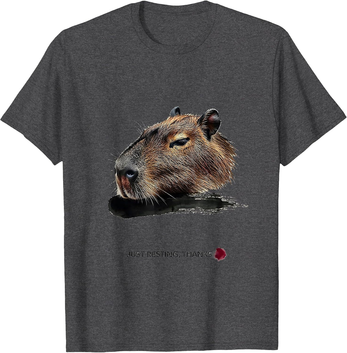 Just Resting, Thanks Cute Capybara Sleepy Humor Pajama T-Shirt - Dark Heather Grey