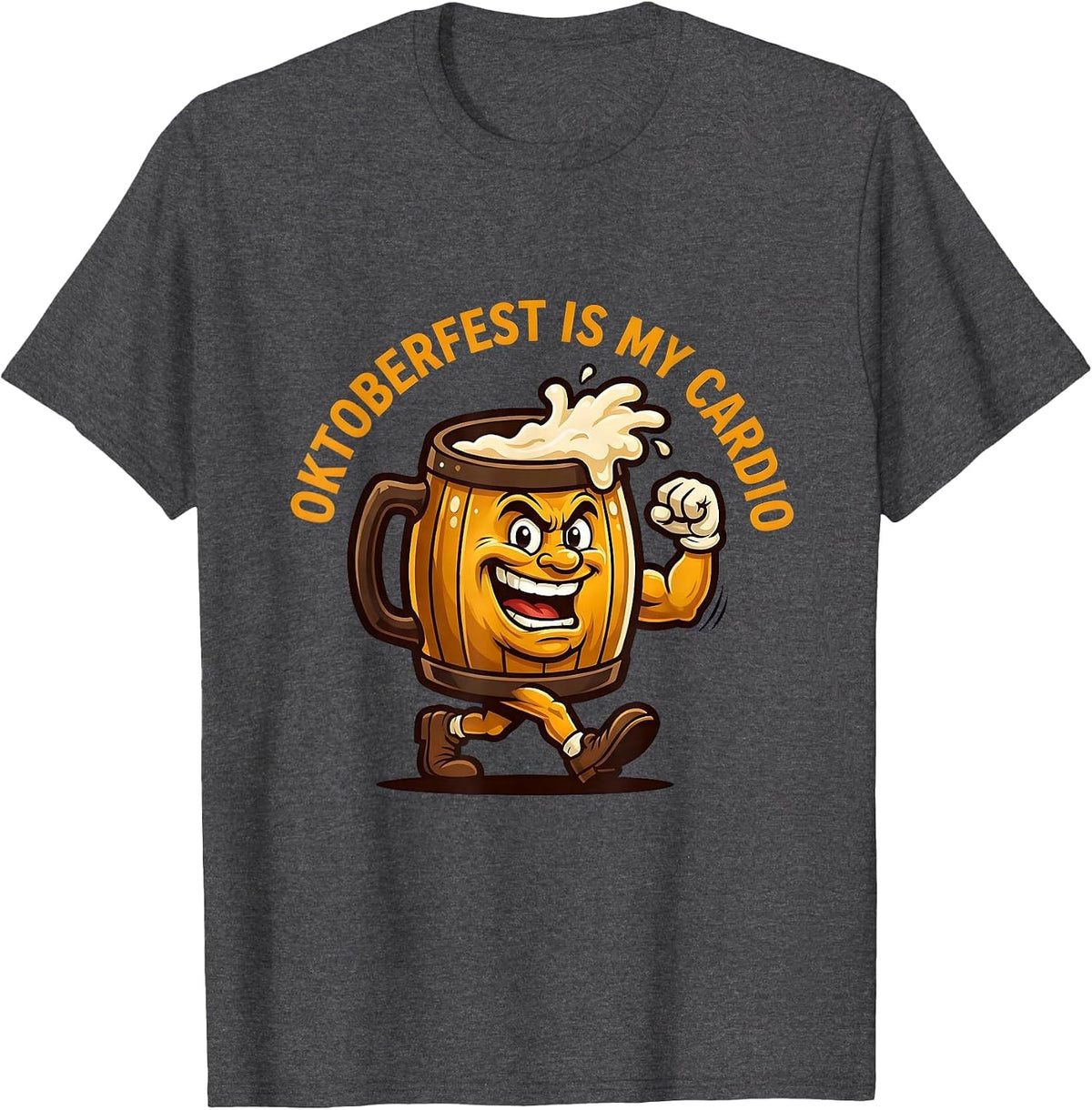 Oktoberfest Is My Cardio Beer Festival Design T-Shirt - Dark Heather Grey
