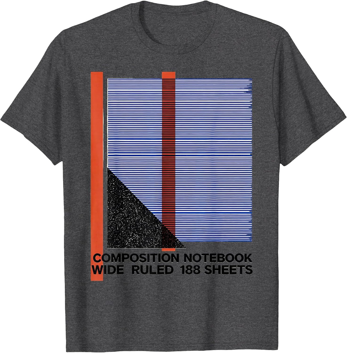 Composition Notebook Wide Ruled 188 Sheets Teacher T-Shirt - Dark Heather Grey