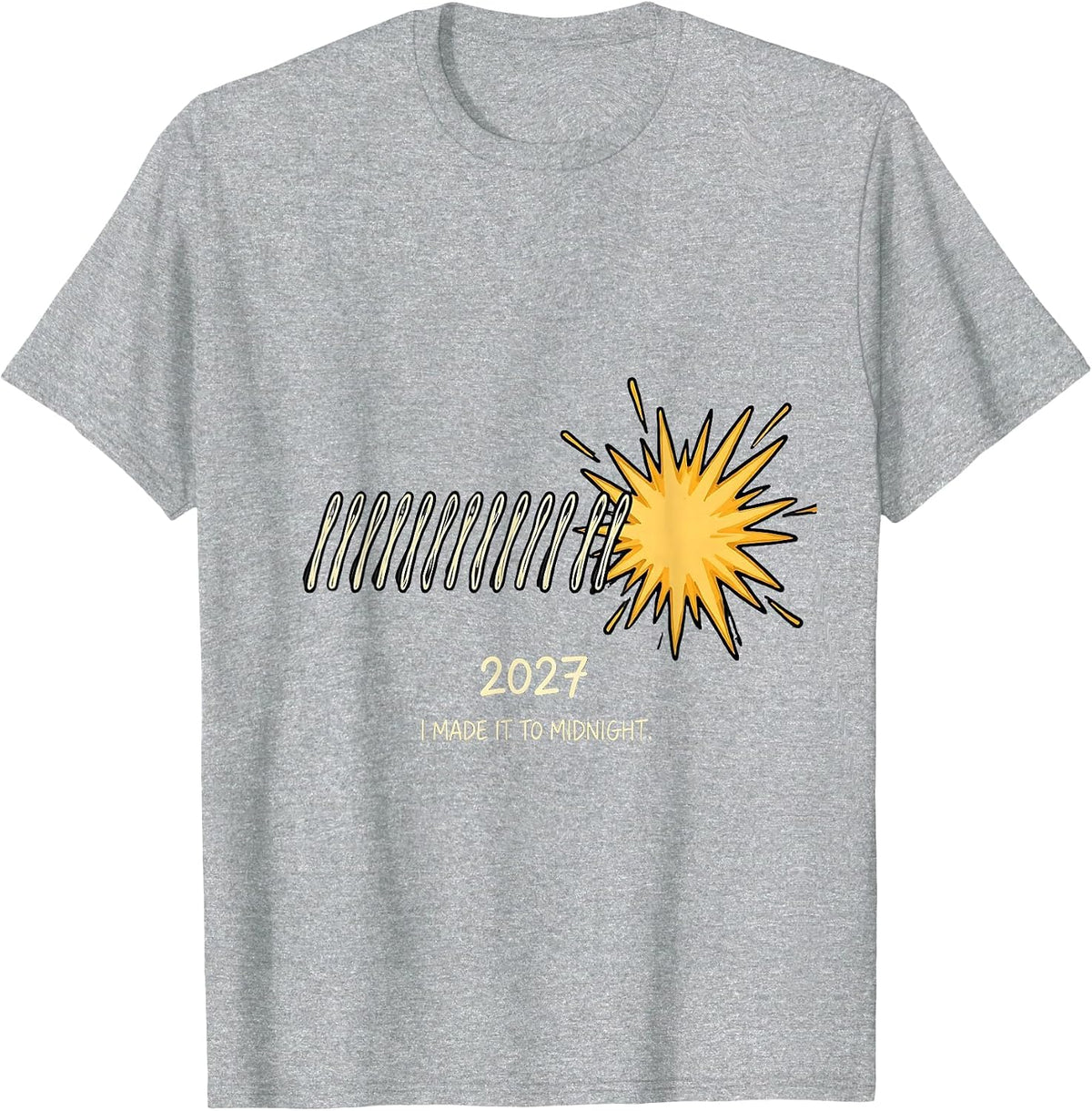 Men's I Made It To Midnight 2027 Festive New Years Eve Party T-Shirt - Heather Grey