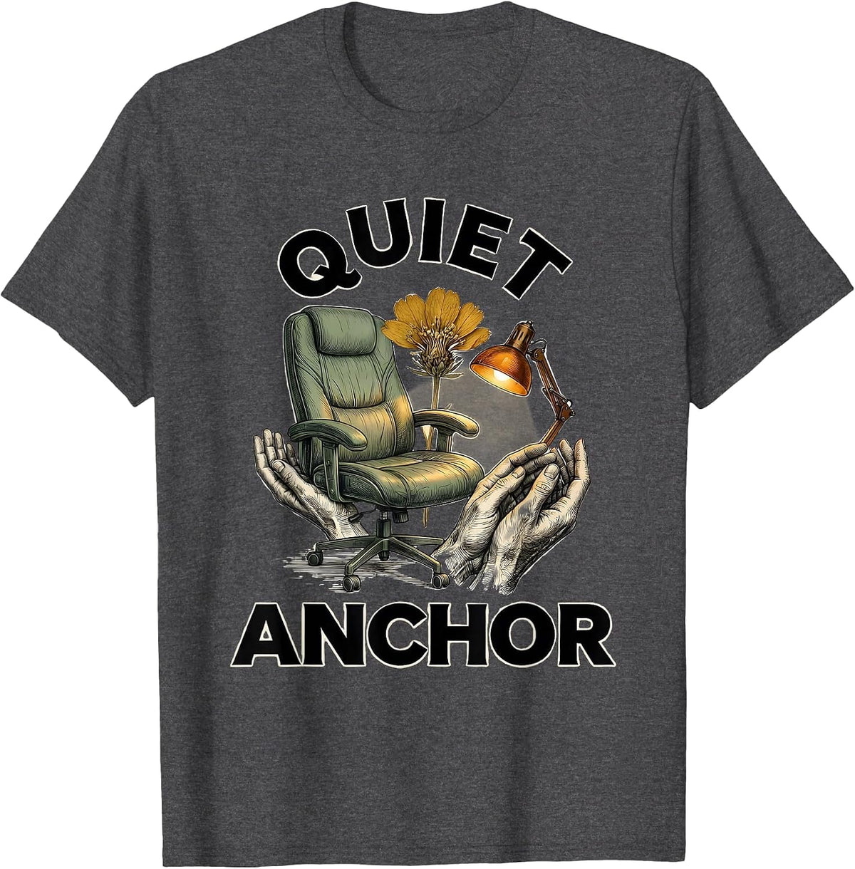 Quiet Anchor Botanical School Counselor Mental Health T-Shirt - Dark Heather Grey