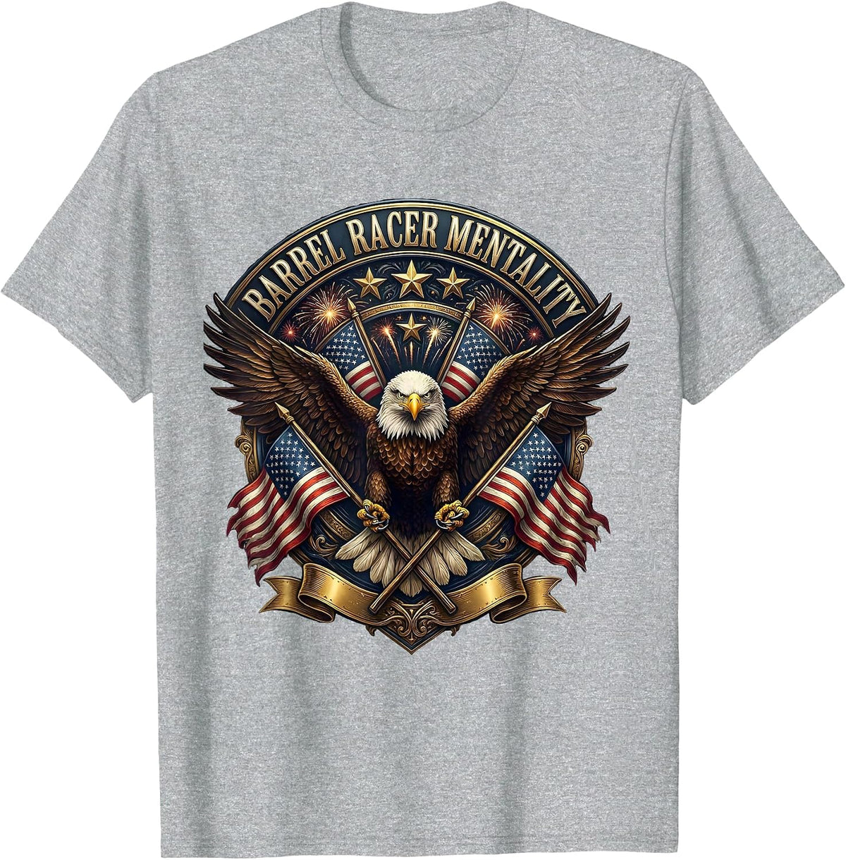 Men's Barrel Racer Mentality Cowboy Design T-Shirt - Heather Grey