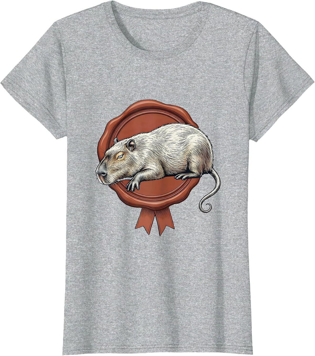 Capybara Wax Seal Funny Gamer Humor T-Shirt - Heather Grey