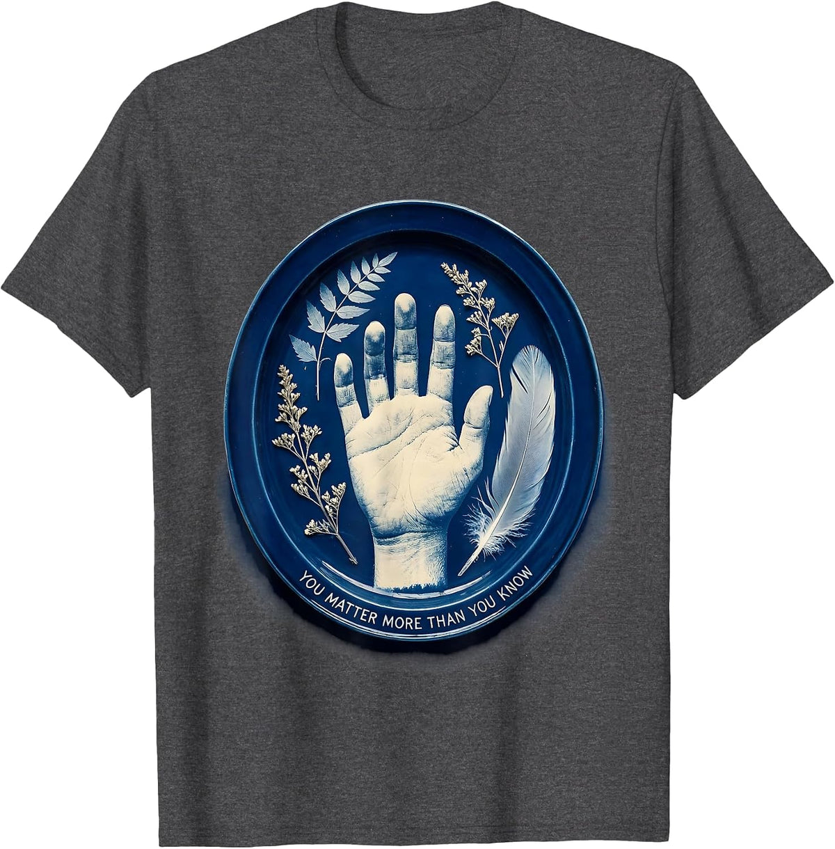 Men's You Matter More Than You Know Awareness Design T-Shirt - Dark Heather Grey