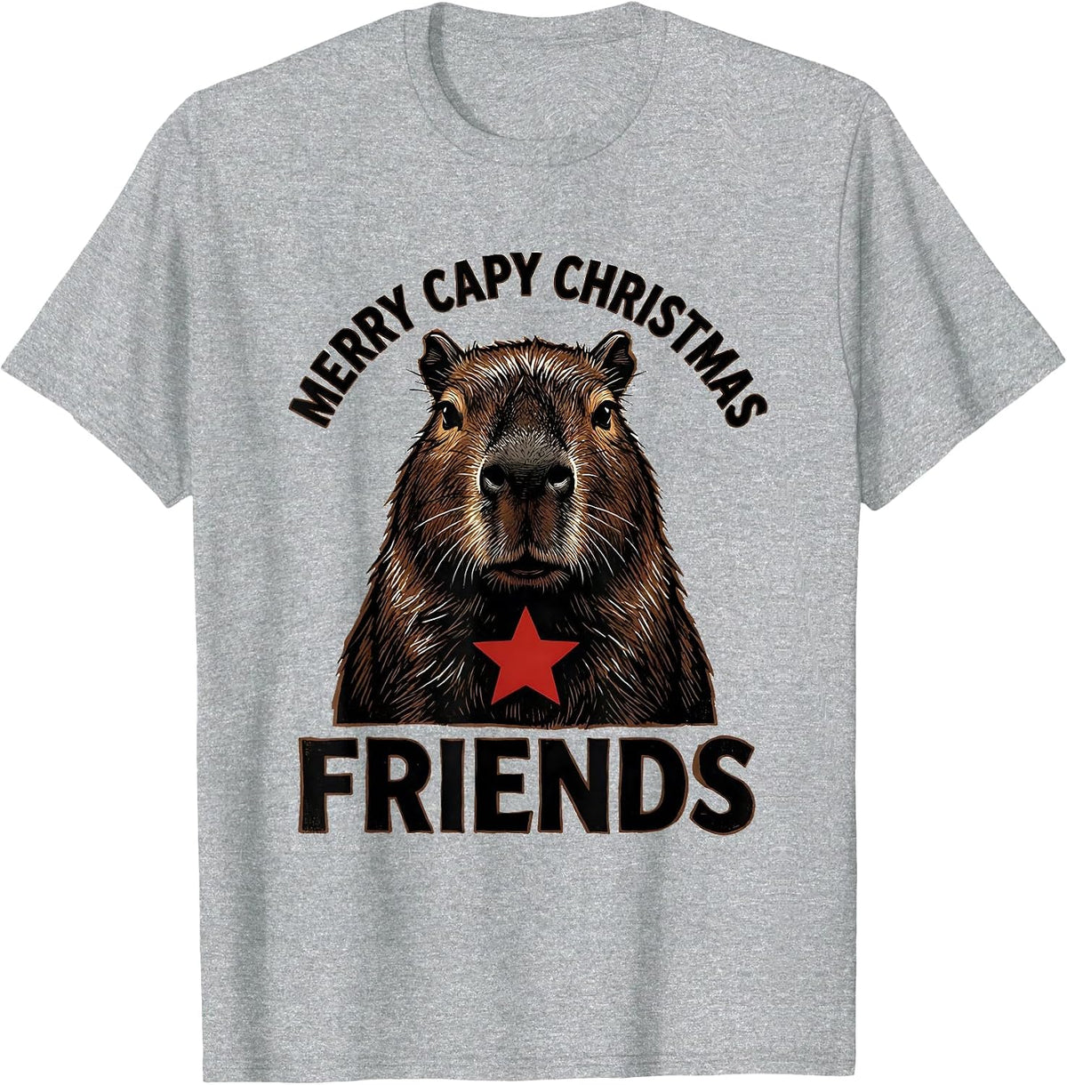 Men's Merry Capy Christmas Friends Funny Capybara Animal Lover T-Shirt - Heather Grey