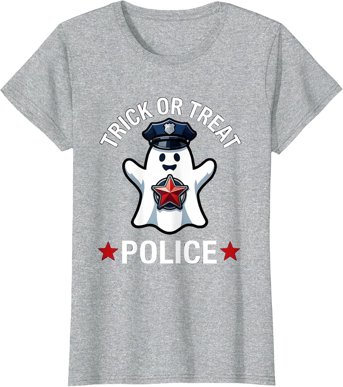 Boo Crew Police Officer Halloween Design T-Shirt - Heather Grey