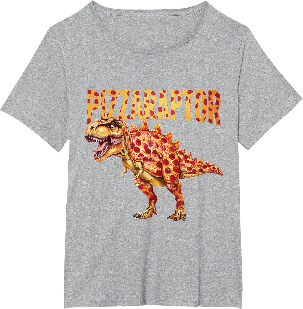Pizza T-Rex Dino Fast Food Funny Pizza Dinosaur T-Shirt - Heather Grey