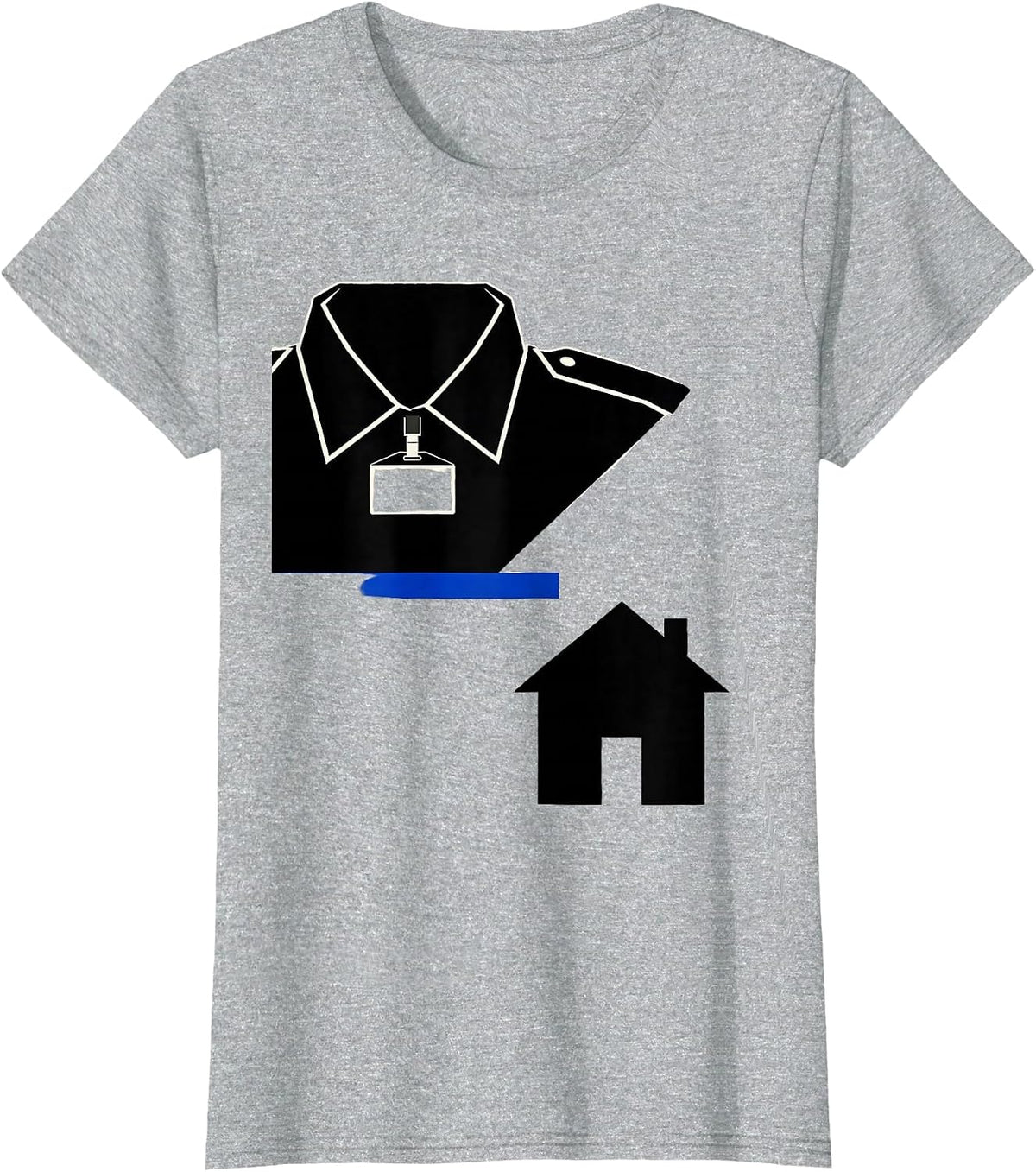 Women's Angular Police Collar Family House Thin Blue Line Support T-Shirt - Heather Grey