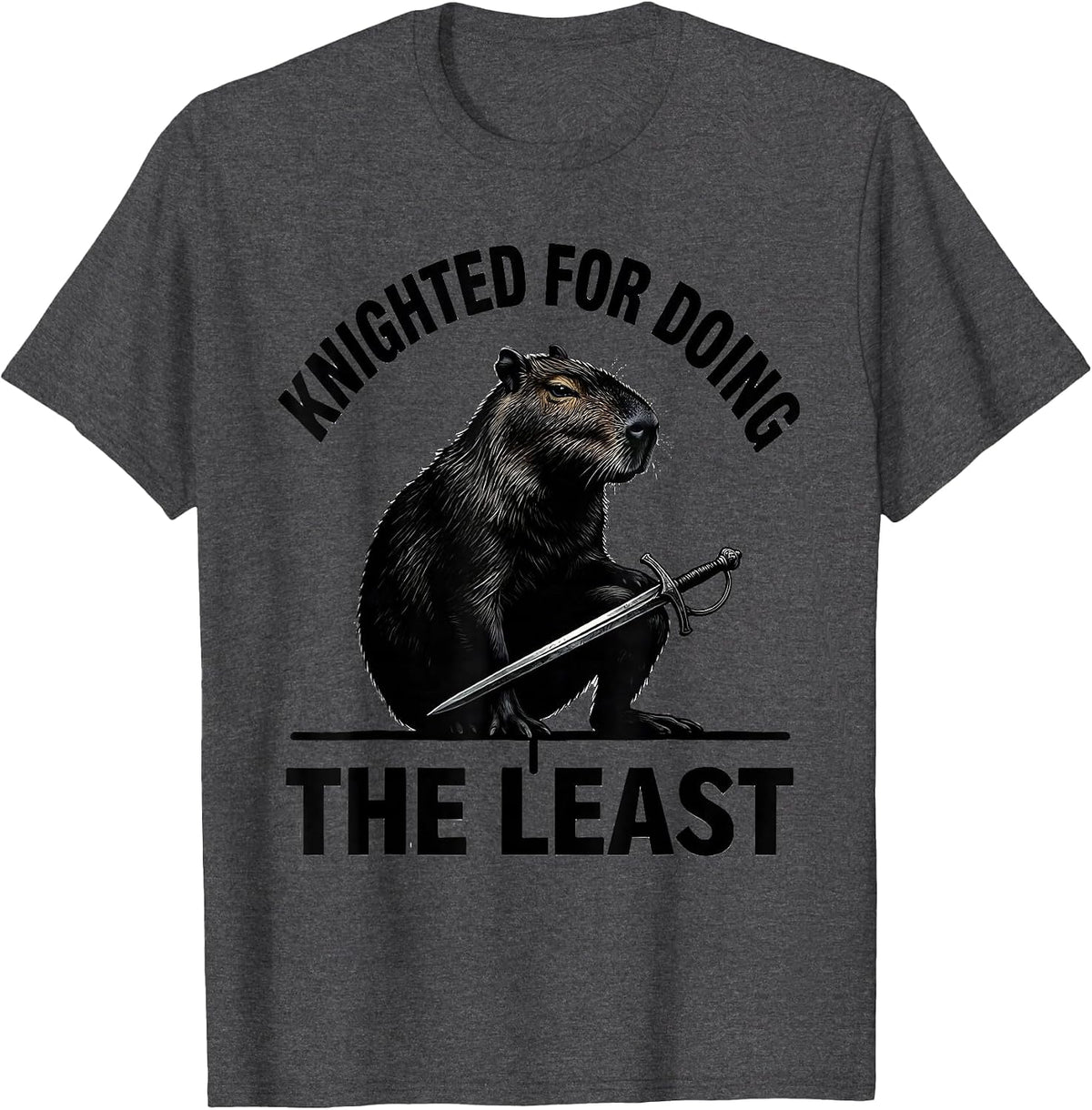 Men's Knighted For Doing The Least Funny Capybara Animal Meme T-Shirt - Dark Heather Grey