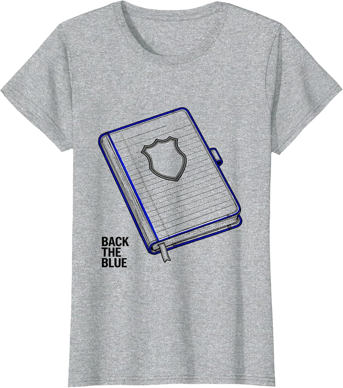 Back The Blue Thin Blue Line Police Support Line Art T-Shirt - Heather Grey
