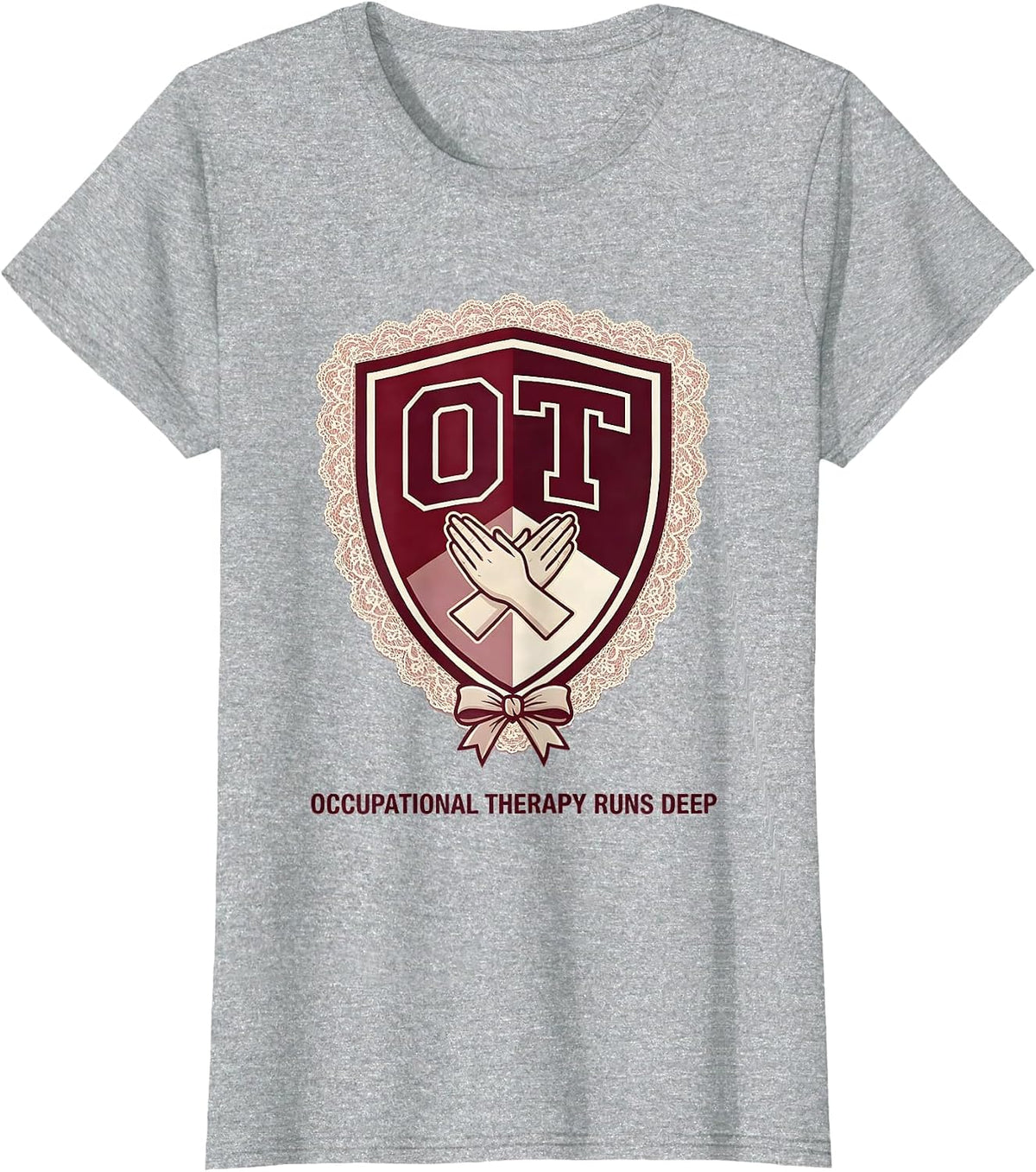 Women's Occupational Therapy Runs Deep OT Pride Design T-Shirt - Heather Grey