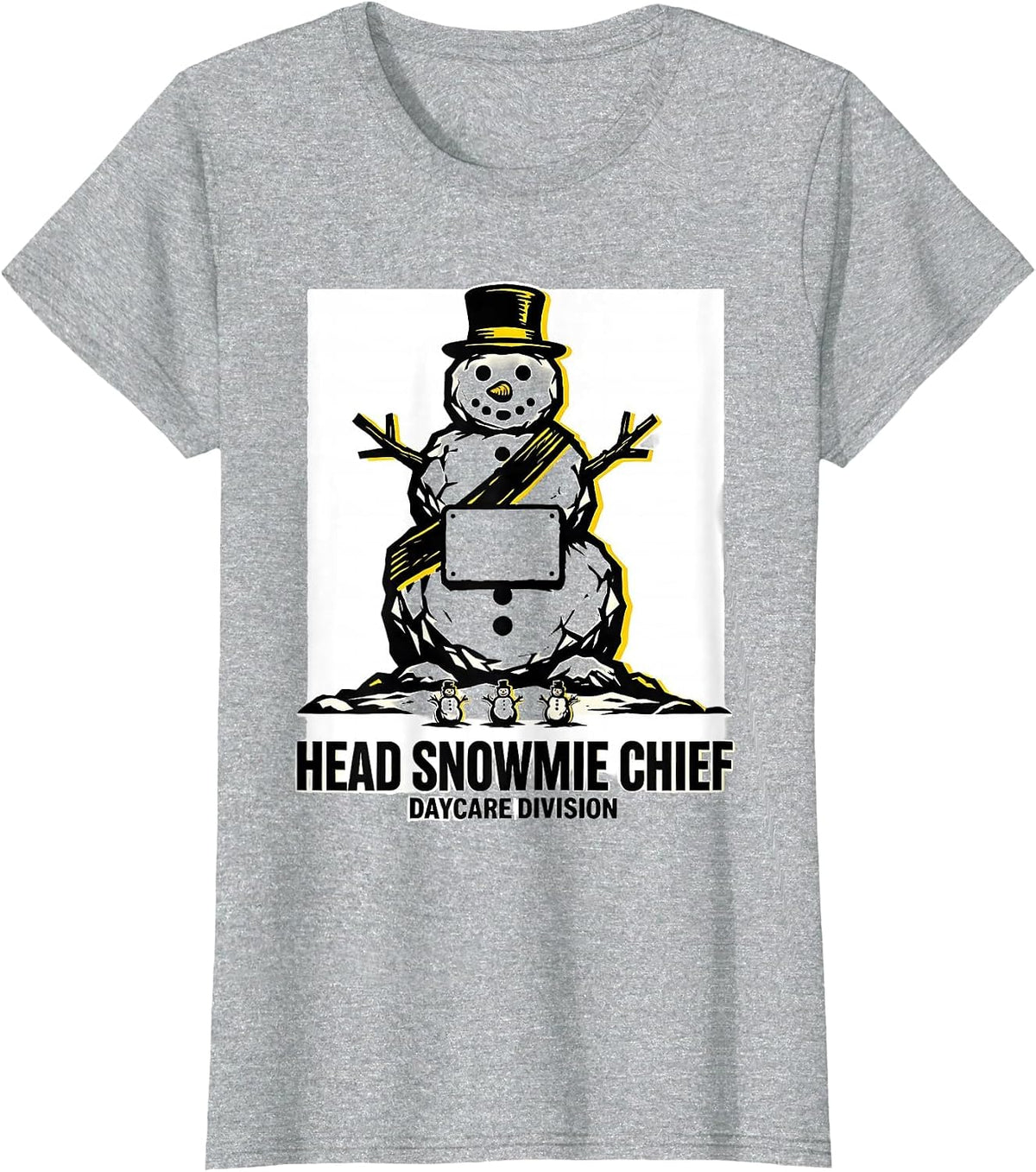 Head Snowmie Chief Daycare Division Funny Teacher Christmas T-Shirt - Heather Grey