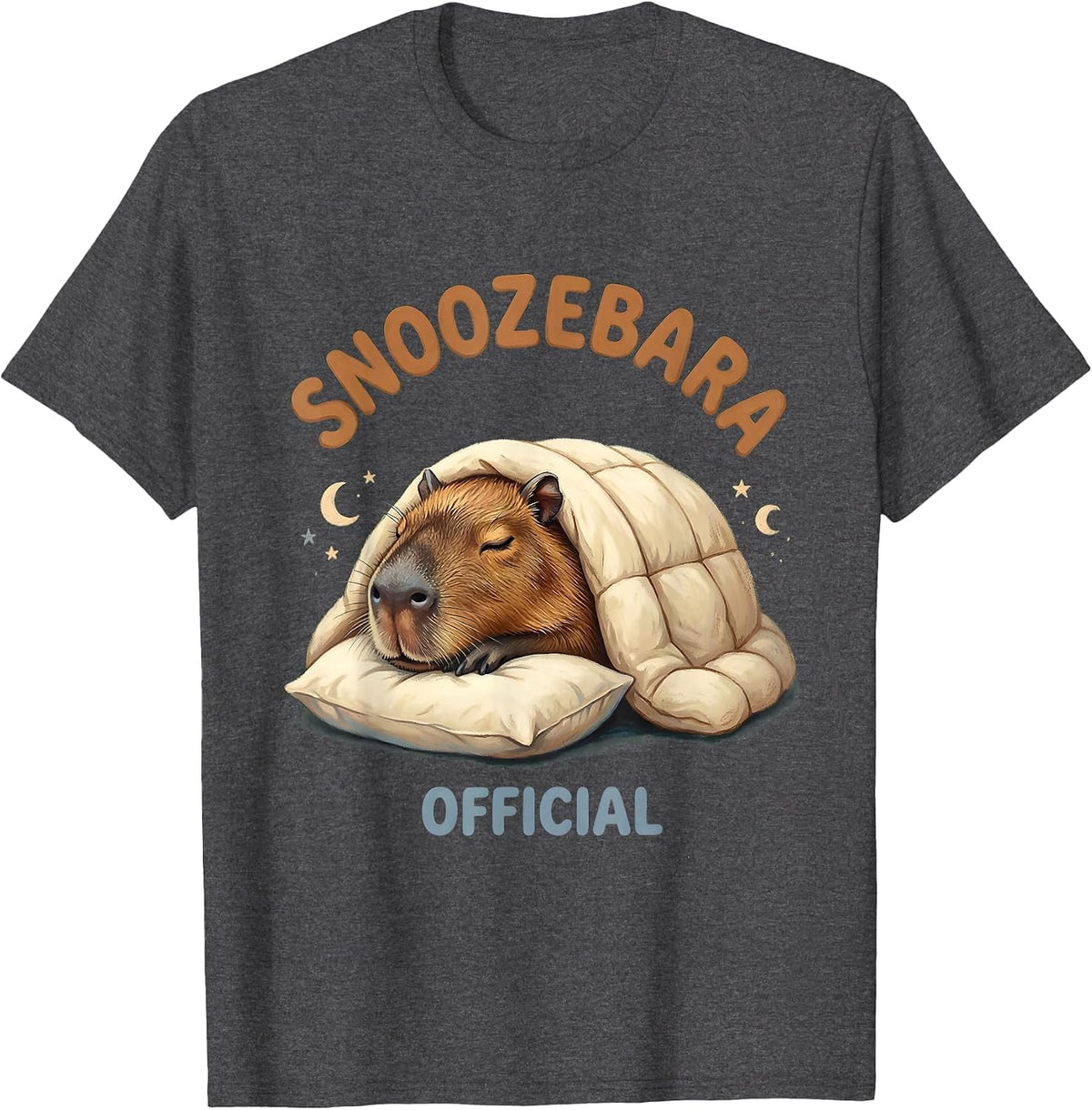 Snoozebara Official Cute Capybara Sleepwear Kids Pajama Top T-Shirt - Dark Heather Grey