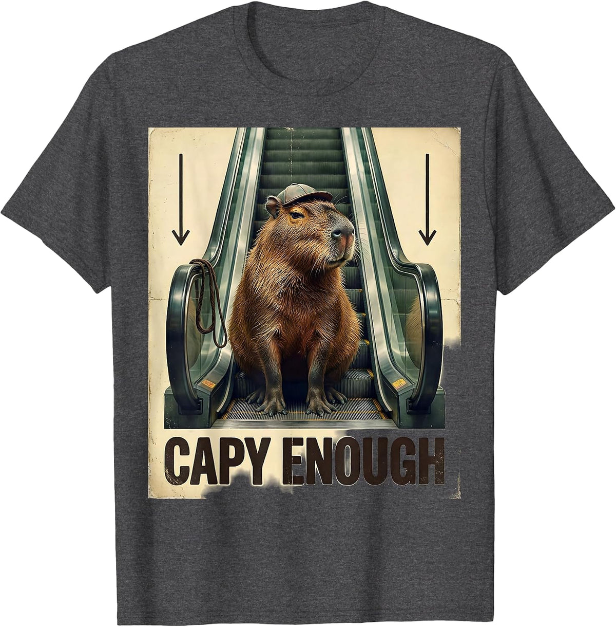 Capy Enough Vintage Funny Capybara Animal Meme Humor T-Shirt - Dark Heather Grey