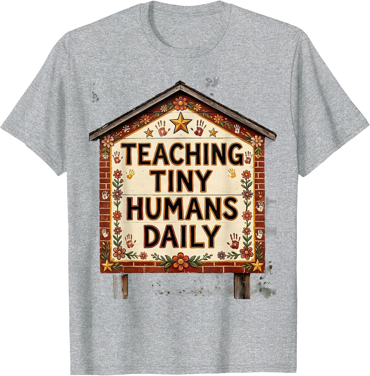 Men's Teaching Tiny Humans Daily Preschool Teacher Design T-Shirt - Heather Grey
