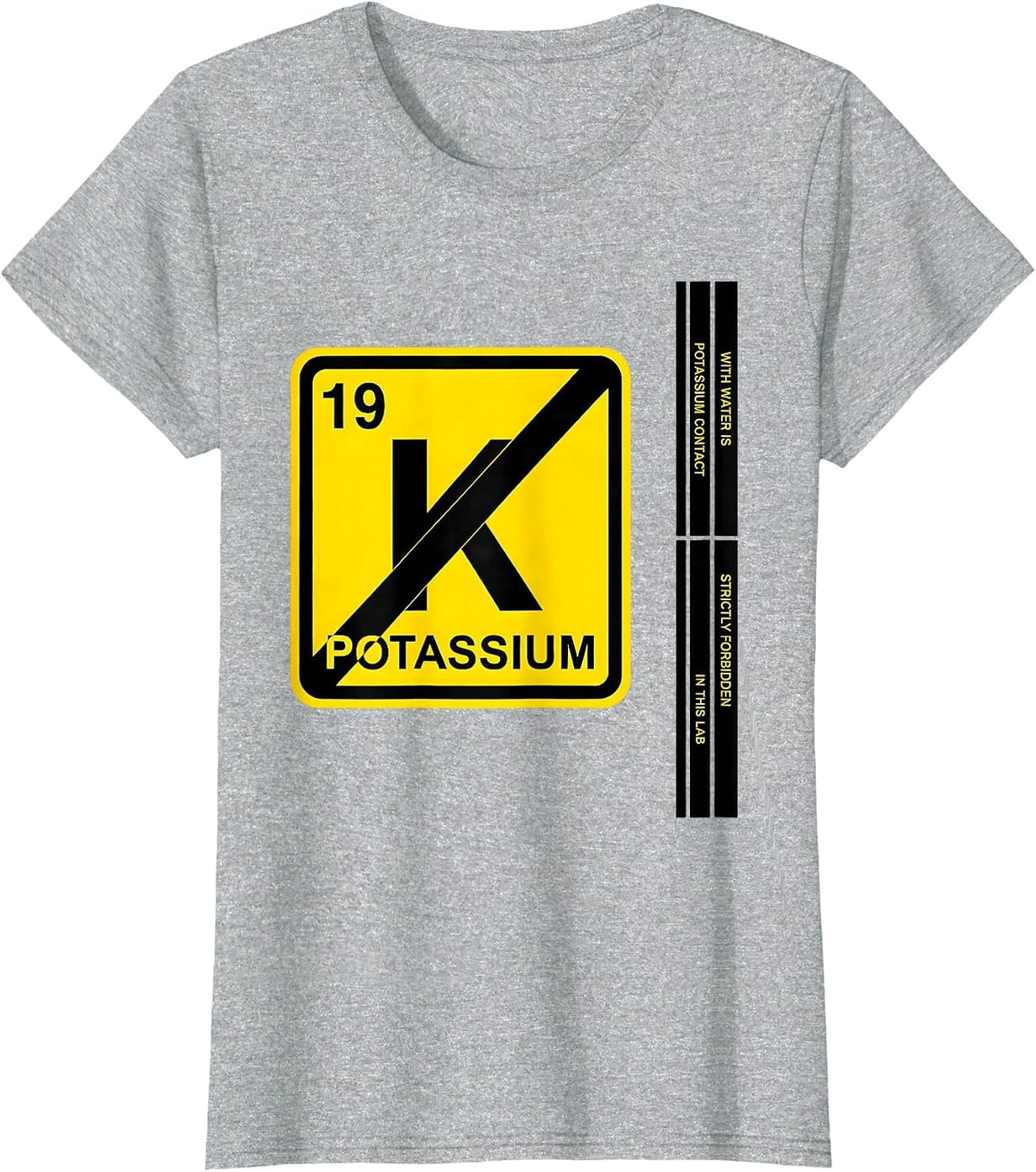 Potassium Contact With Water Is Strictly Forbidden Lab T-Shirt - Heather Grey