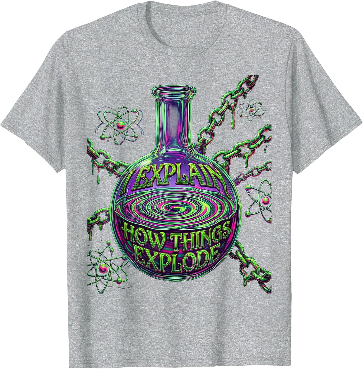Men's I Explain How Things Explode Science Teacher T-Shirt - Heather Grey
