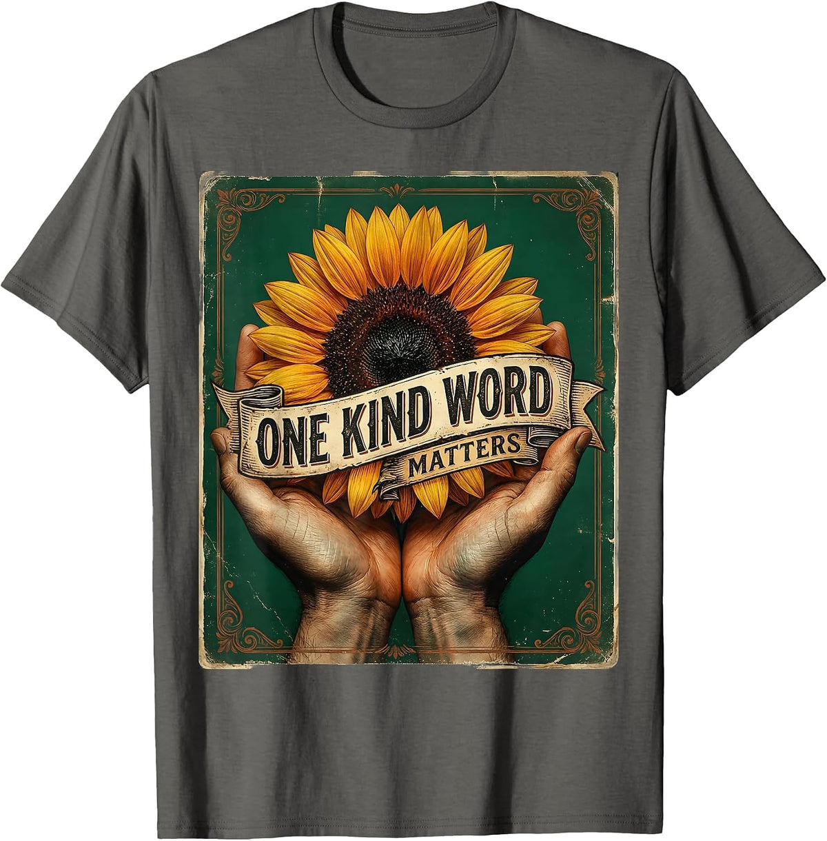 Men's One Kind Word Matters Kindness Design T-Shirt - Asphalt Grey
