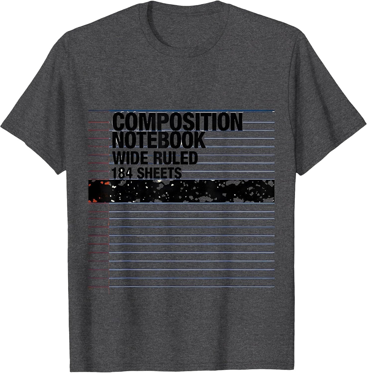 Men's Composition Notebook Wide Ruled 184 Sheets Teacher T-Shirt - Dark Heather Grey