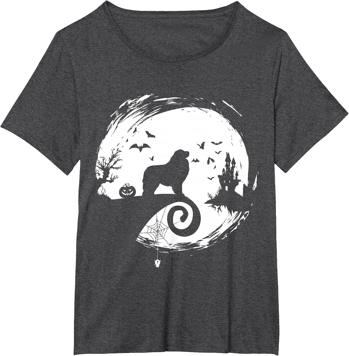Great Pyrenees Halloween Costume Moon Silhouette Horror T-Shirt - Dark Heather Grey