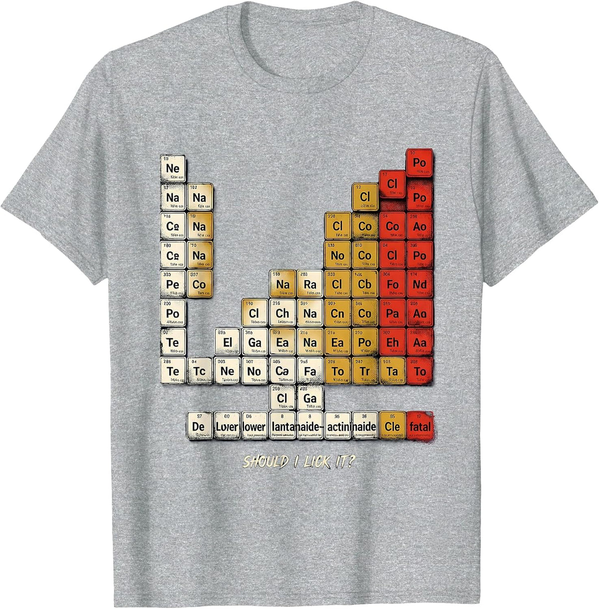Men's Should I Lick It Funny Periodic Table Science Teacher Humor T-Shirt - Heather Grey
