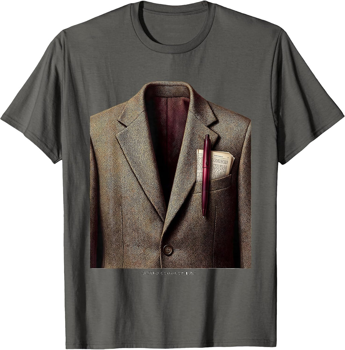 Oxford Comma Or Bust English Teacher Design T-Shirt - Asphalt Grey