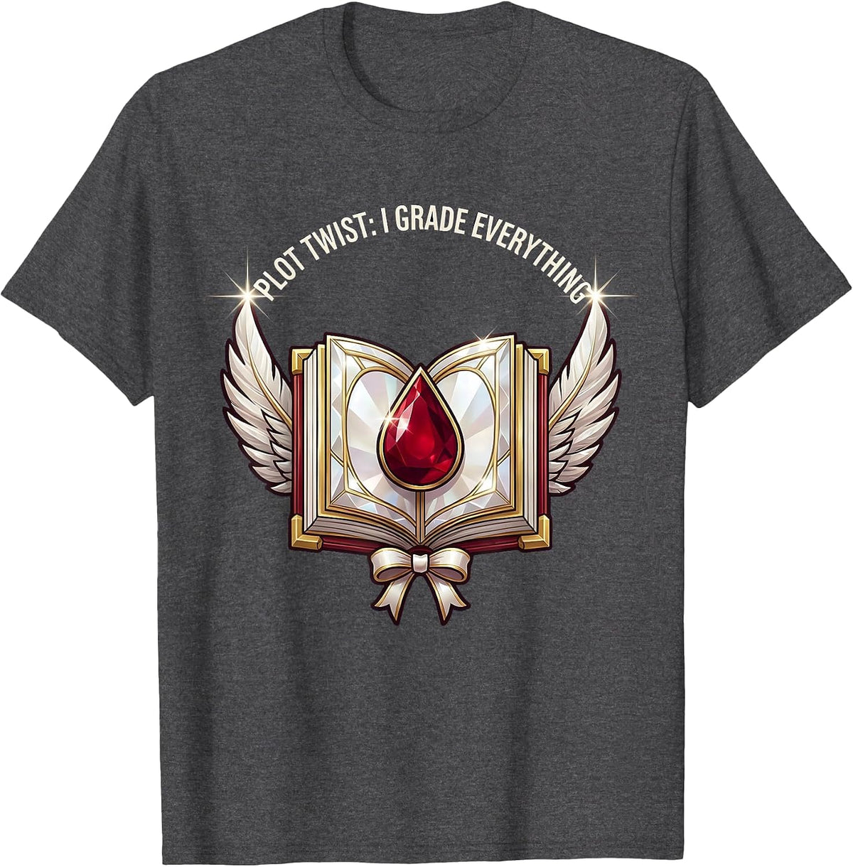 Men's Plot Twist I Grade Everything English Teacher Design T-Shirt - Dark Heather Grey