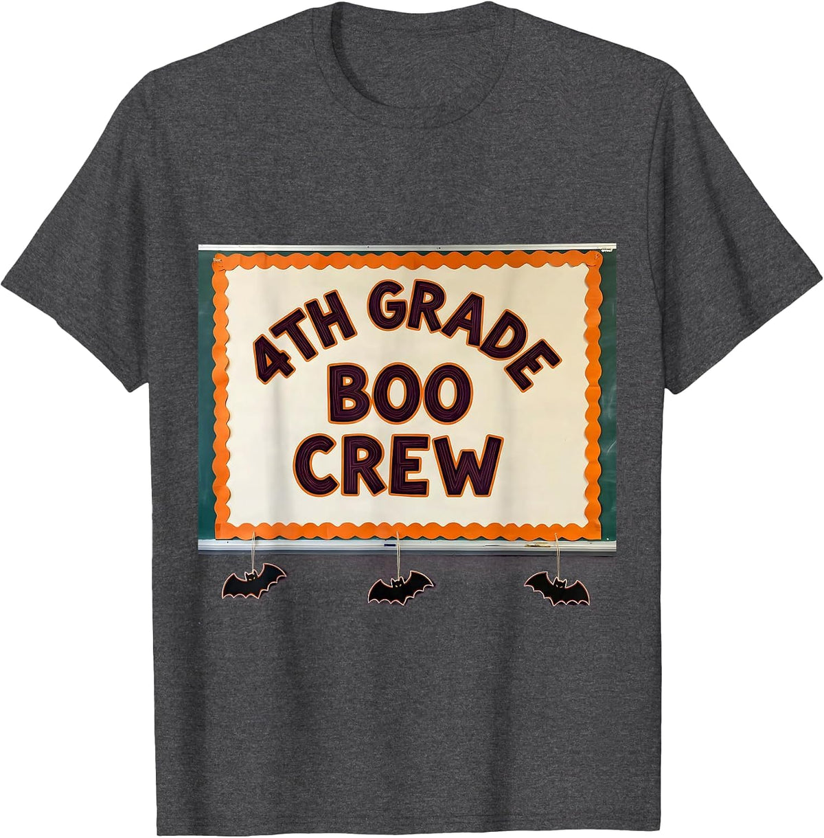 Men's 4th Grade Boo Crew Funny Halloween Teacher Student T-Shirt - Dark Heather Grey