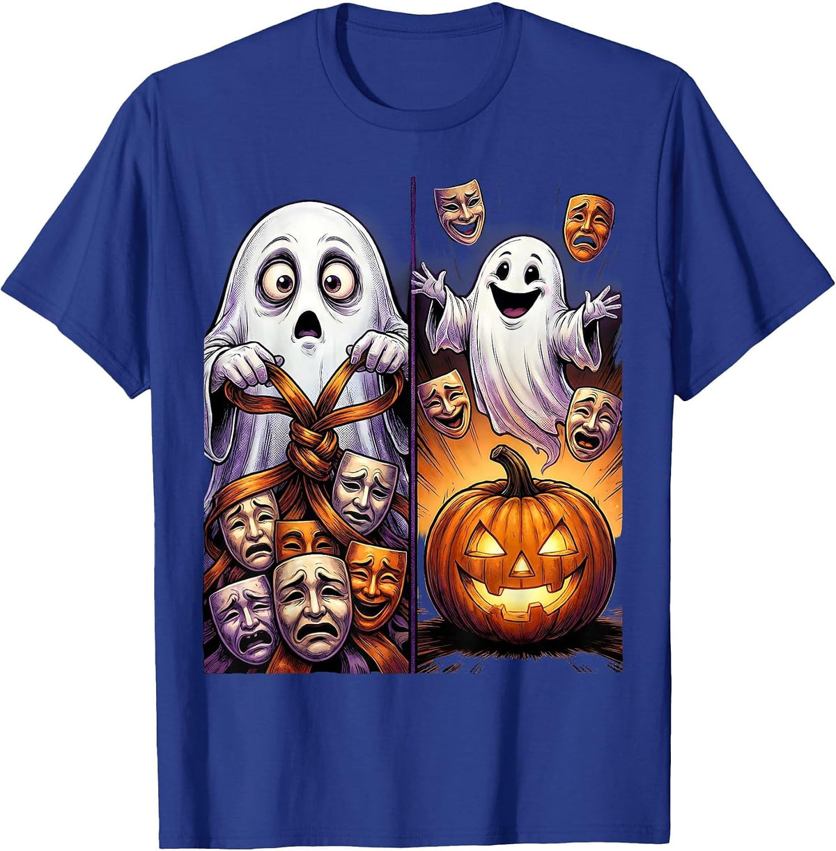 Friendly Ghost Feeling Masks Halloween School Counselor T-Shirt - Royal Blue