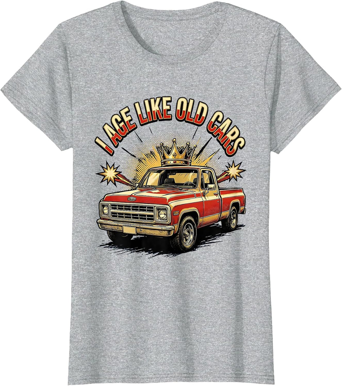 Women's I Age Like Old Cars Comic Book Funny Classic Car Guy T-Shirt - Heather Grey