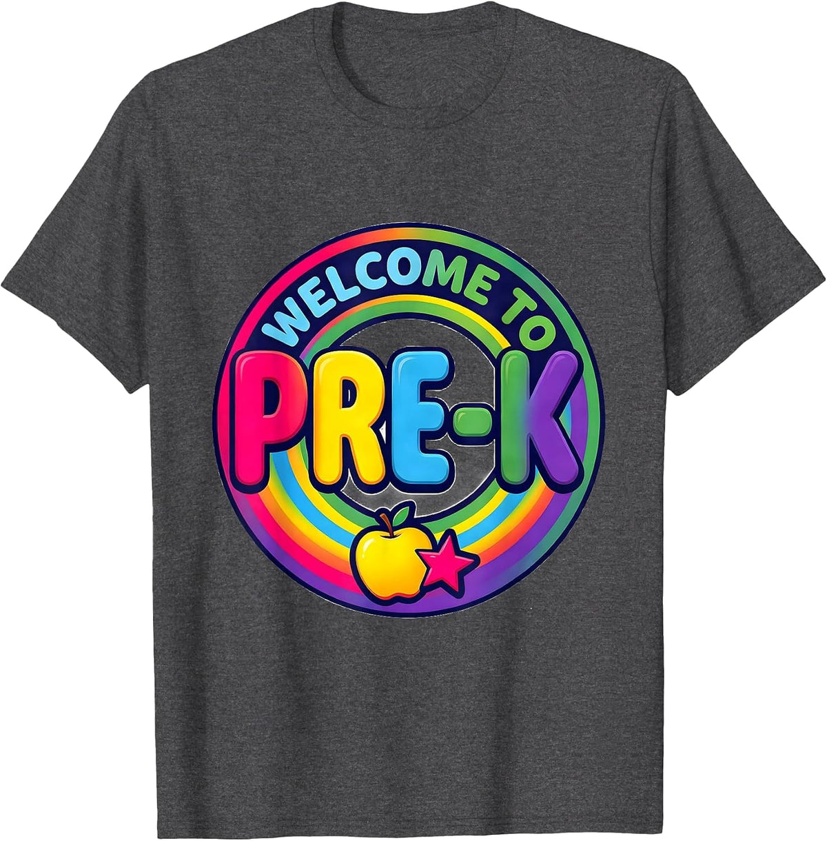 Men's Welcome To Pre-K Colorful Preschool Teacher First Day T-Shirt - Dark Heather Grey