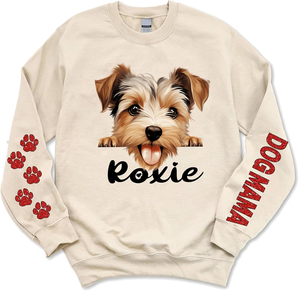 LOVELYPOD Personalized Dog Lover Gifts, Glitter Sweatshirt For Women, Dog Mama Shirts For Women - Biewer Terrier
