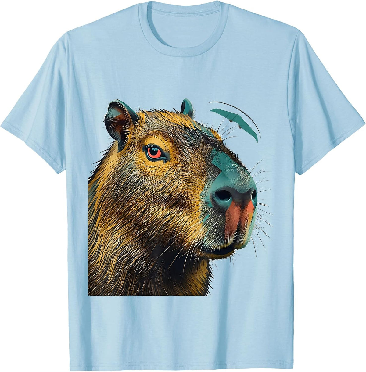Men's Capybara Head Midcentury Modern Funny Meme Humor T-Shirt - Baby Blue