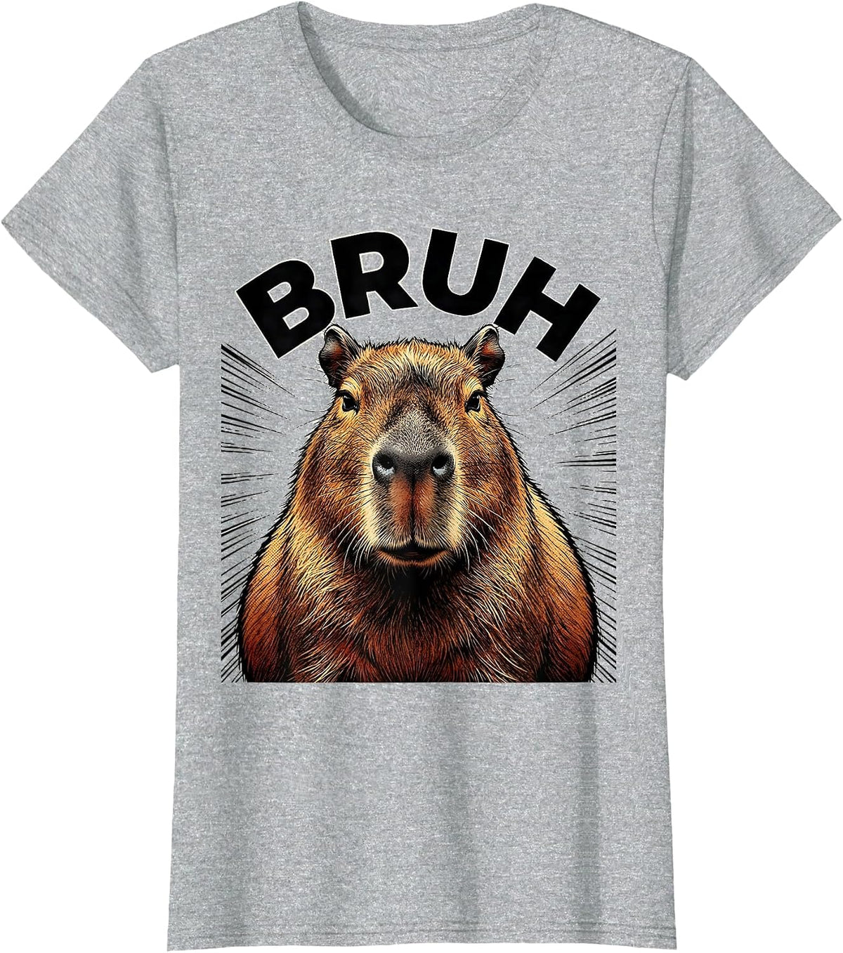 Bruh Comic Book Capybara Funny Animal Meme Lover Humor T-Shirt - Heather Grey