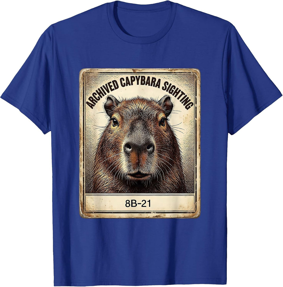 Archived Capybara Sighting 8B-21 Funny Vintage Animal Meme T-Shirt - Royal Blue