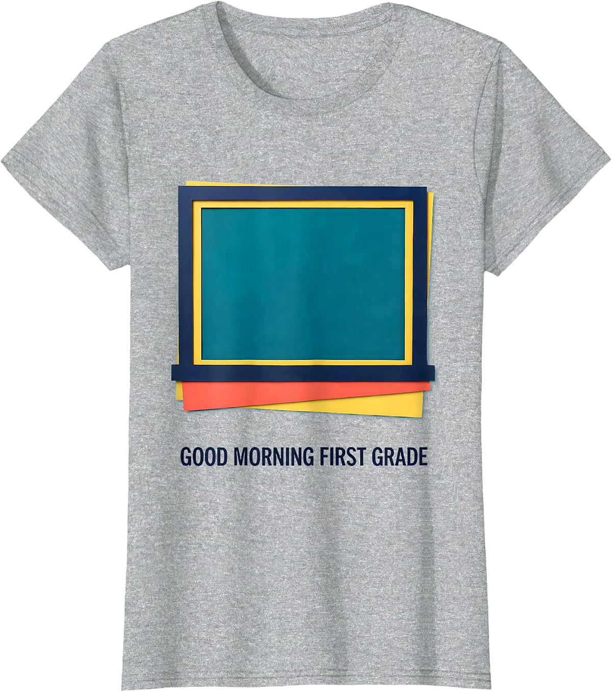 Good Morning First Grade Paper Cutout Back To School T-Shirt - Heather Grey