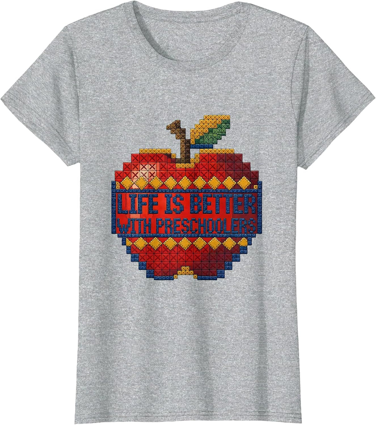 Life Is Better With Preschoolers Teacher Design T-Shirt - Heather Grey