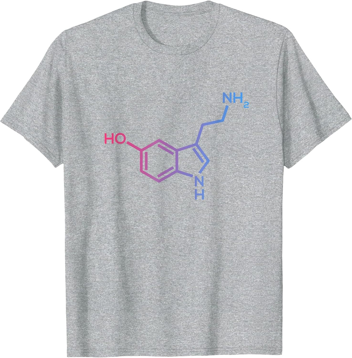Serotonin Structure - Molecule of Happiness and Love Science T-Shirt - Heather Grey