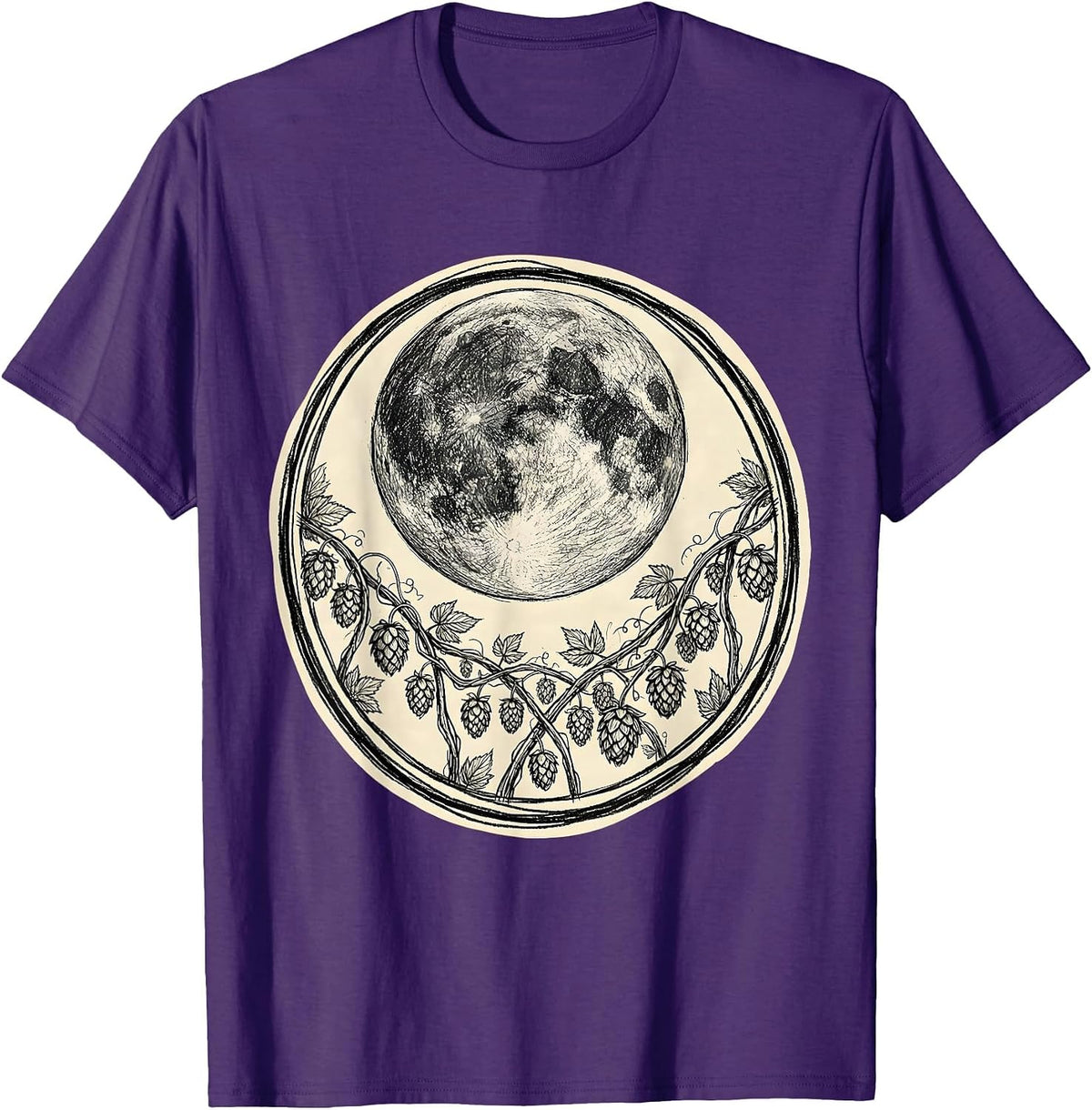 Harvest Moon Hop Fields Beer Lover Graphic Tee T-Shirt - Purple