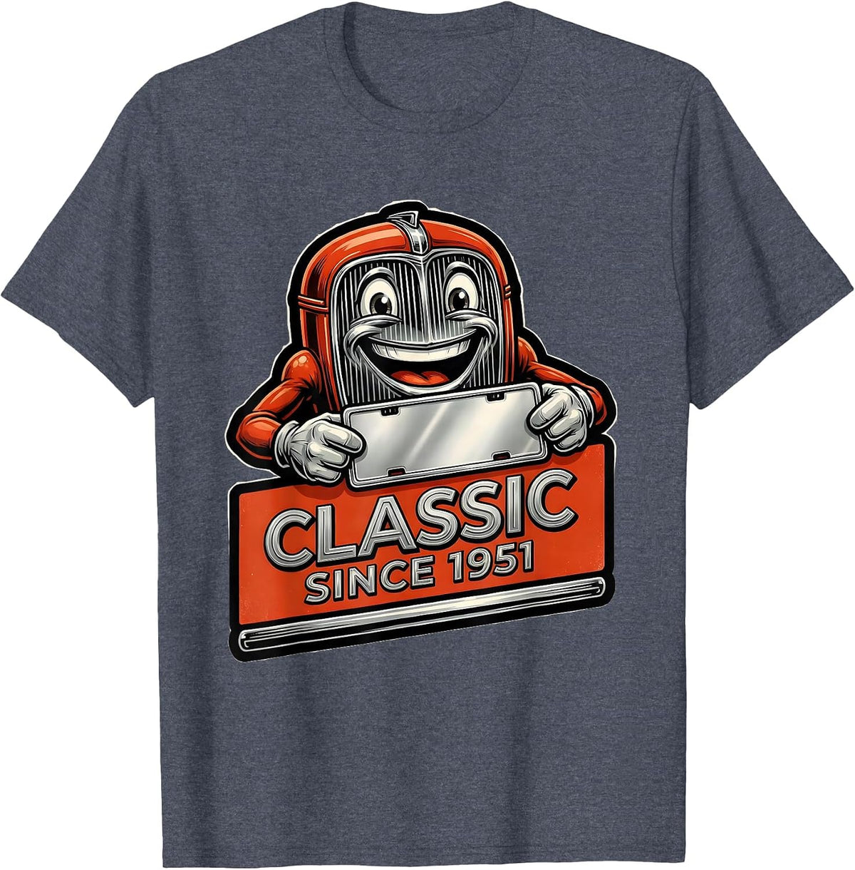Classic Since 1951 Retro Car Birthday Pun Vintage Garage T-Shirt - Heather Blue
